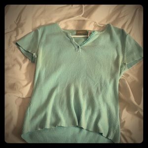A blue tee shirt